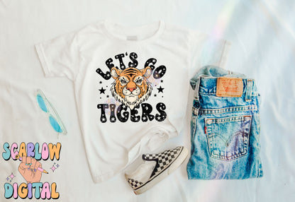 Let's Go Tigers PNG Digital Design Download, sports mascot png, football png, baseball png, retro png, trendy png, sports tshirt designs, school png