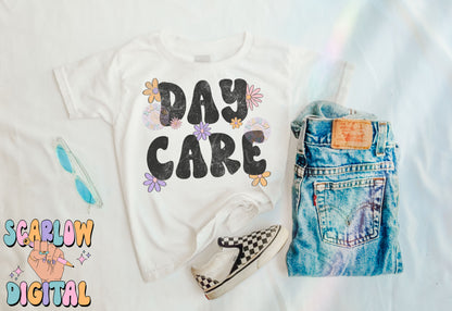 Daycare PNG Digital Design Download, back to school png, little girl png, flowers png, floral png, trendy school designs, girl tshirt png