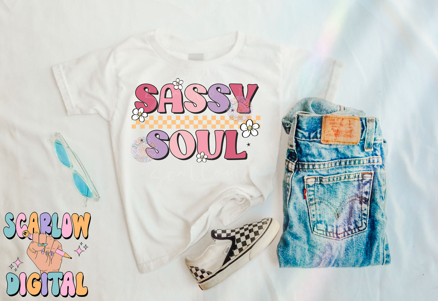 Sassy Soul PNG Digital Design Download, flowers png, retro png, little girl png, girl tshirt designs, checkers png, png for girl, trendy png