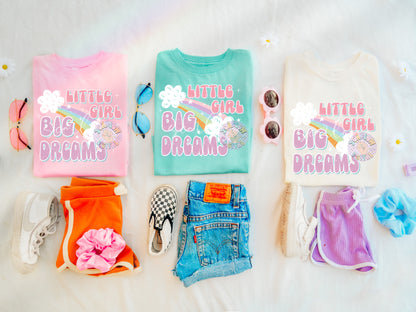 Little Girl Big Dreams PNG Digital Design Download, rainbow png, little girl designs, png for girls, sweet girl png, magical png designs