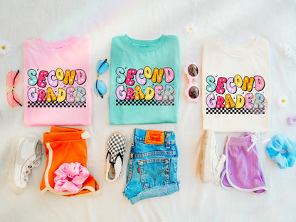 Second Grader PNG Digital Design Download, back to school png, school designs, retro back to school png, colorful kids tshirt designs