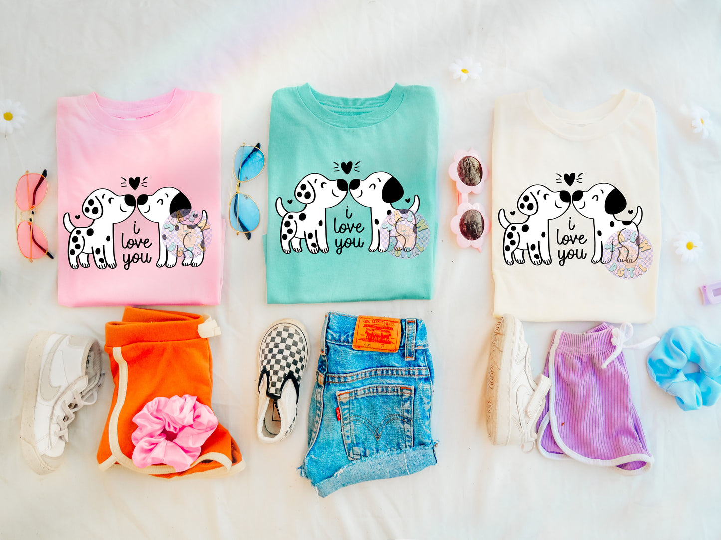 I Love You PNG Digital Design Download, puppies png, dogs png, dalmations png, little girl png, kids png, tshirt png designs for kids