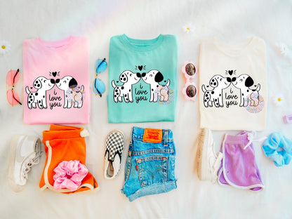 I Love You PNG Digital Design Download, puppies png, dogs png, dalmations png, little girl png, kids png, tshirt png designs for kids