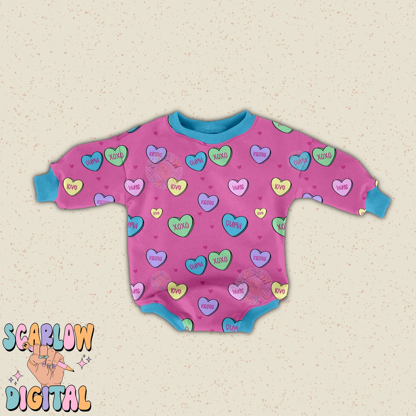 Candy Hearts Seamless Pattern Digital Design