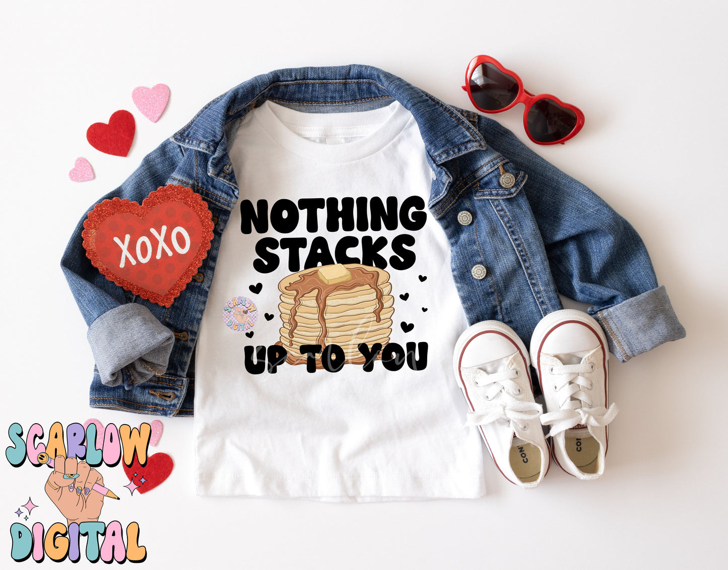 Nothing Stacks Up to You PNG-Valentine's Day Sublimation Digital Design Download-pancakes png, funny vday png, valentine pun png, unisex png