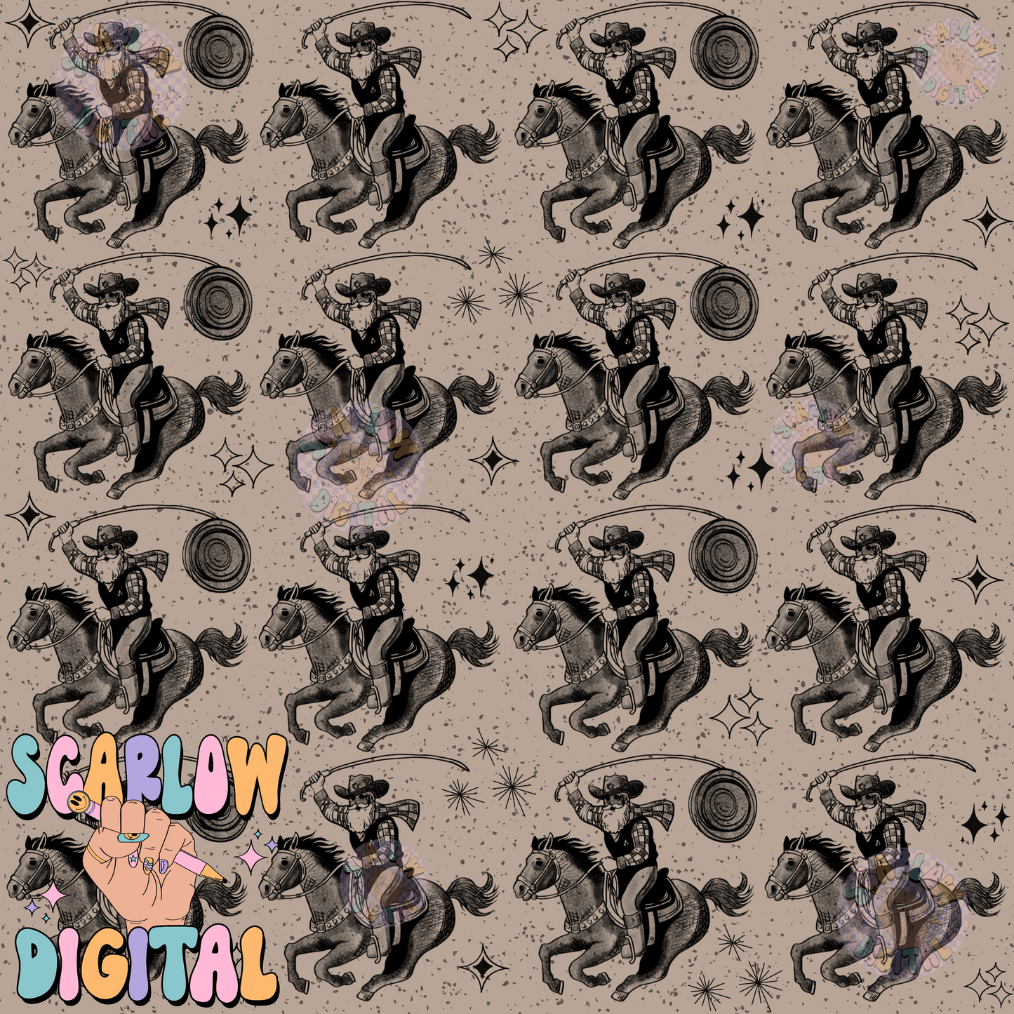 Cowboy Santa Claus Seamless Pattern Digital Design Download, howdy christmas seamless pattern, western santa claus digital seamless patterns