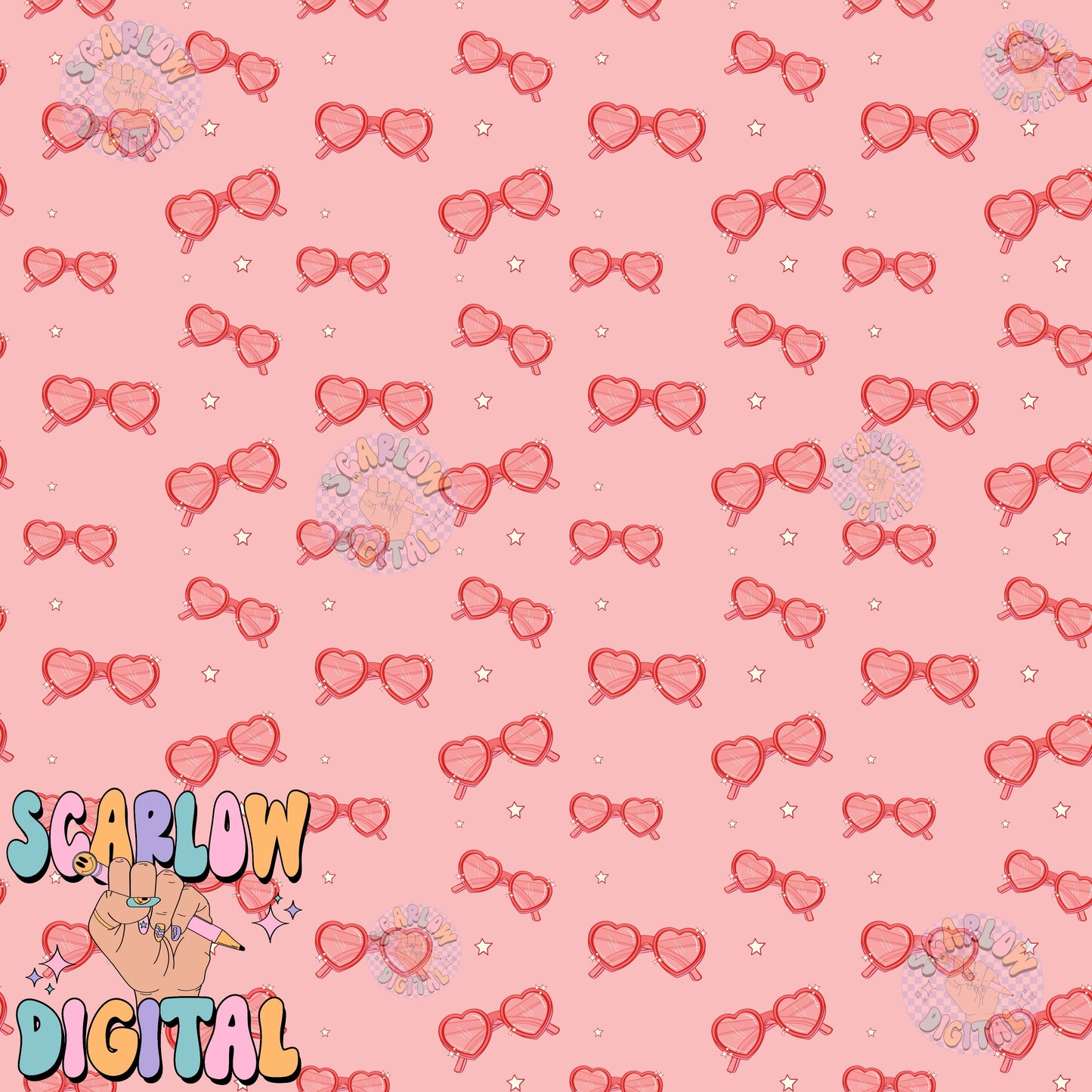 Heart Glasses Seamless Pattern Digital Design