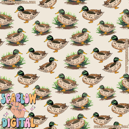 Mallards Seamless Pattern Digital Design