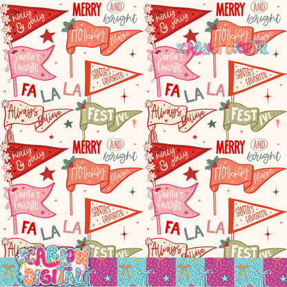 Christmas Flags Seamless Pattern Digital Design