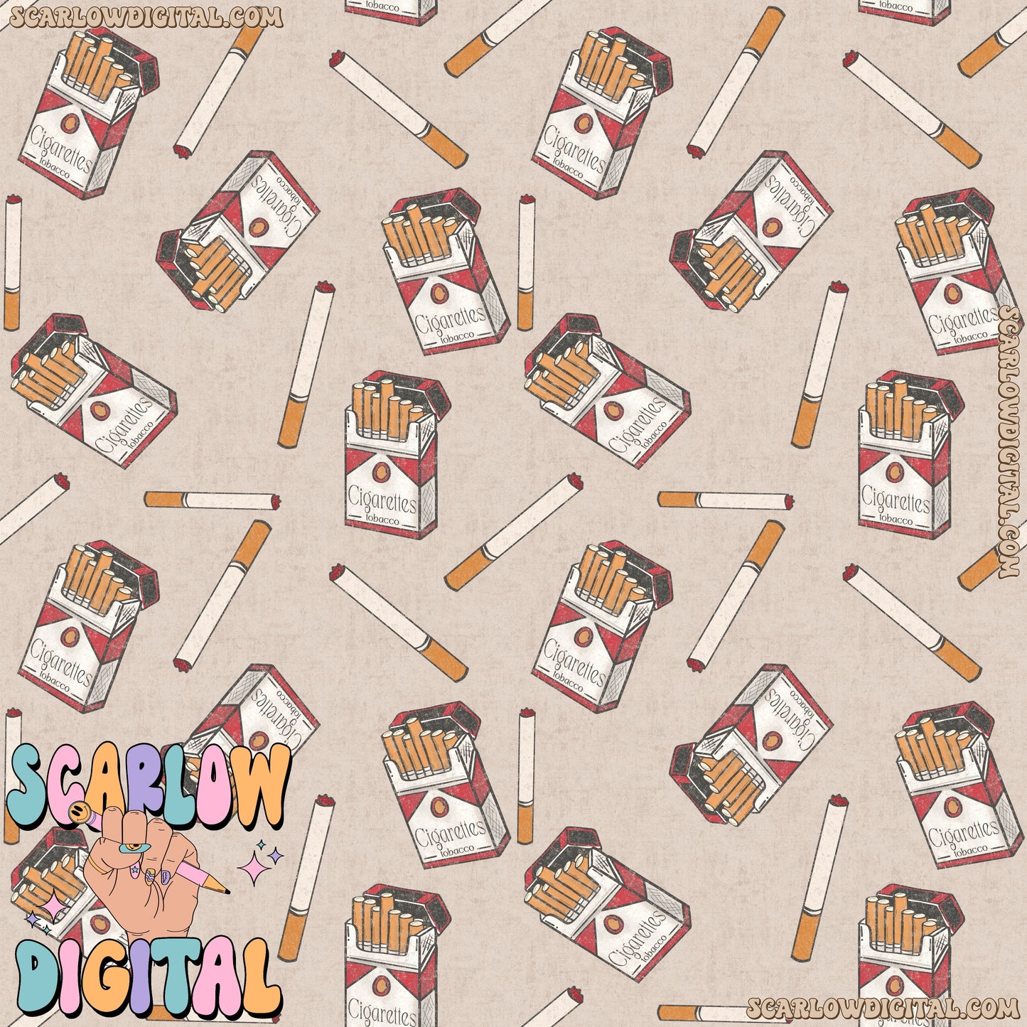 Cigarettes Seamless Pattern Digital Design