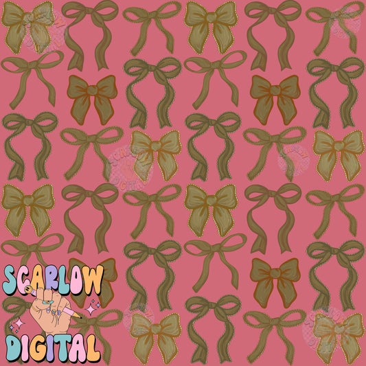 Green Bows Seamless Pattern Digital Design Download, christmas seamless pattern, coquette seamless pattern, bows digital patterns prints