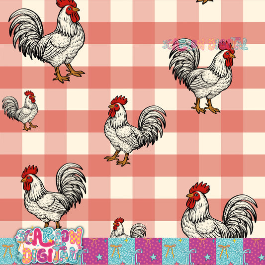 Rooster Seamless Pattern Digital Design