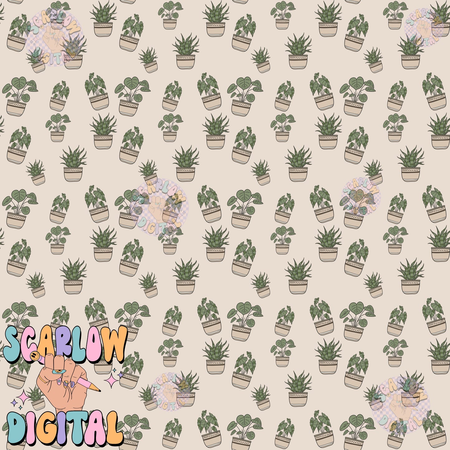 Plants Seamless Pattern Digital Design