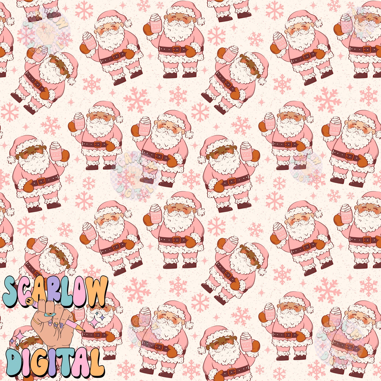 Santa Claus Seamless Pattern Digital Design Download, preppy christmas prints, trendy seamless, snowflake seamless, christmas patterns