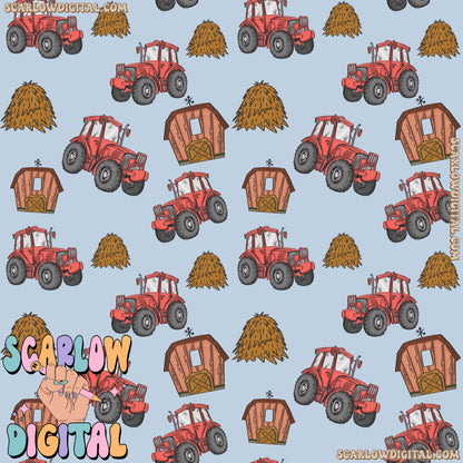 Tractors Seamless Pattern Digital Design