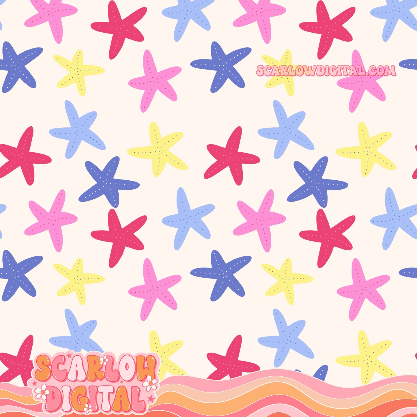 Starfish Seamless Pattern Digital Design