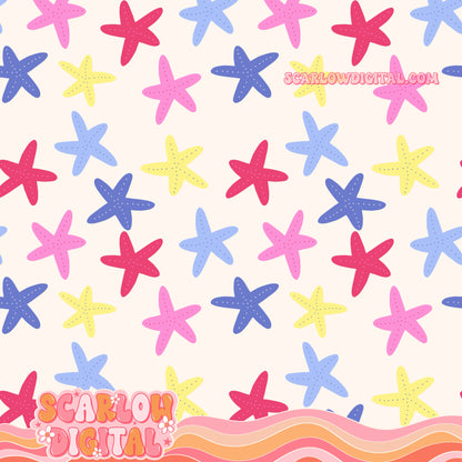Starfish Seamless Pattern Digital Design