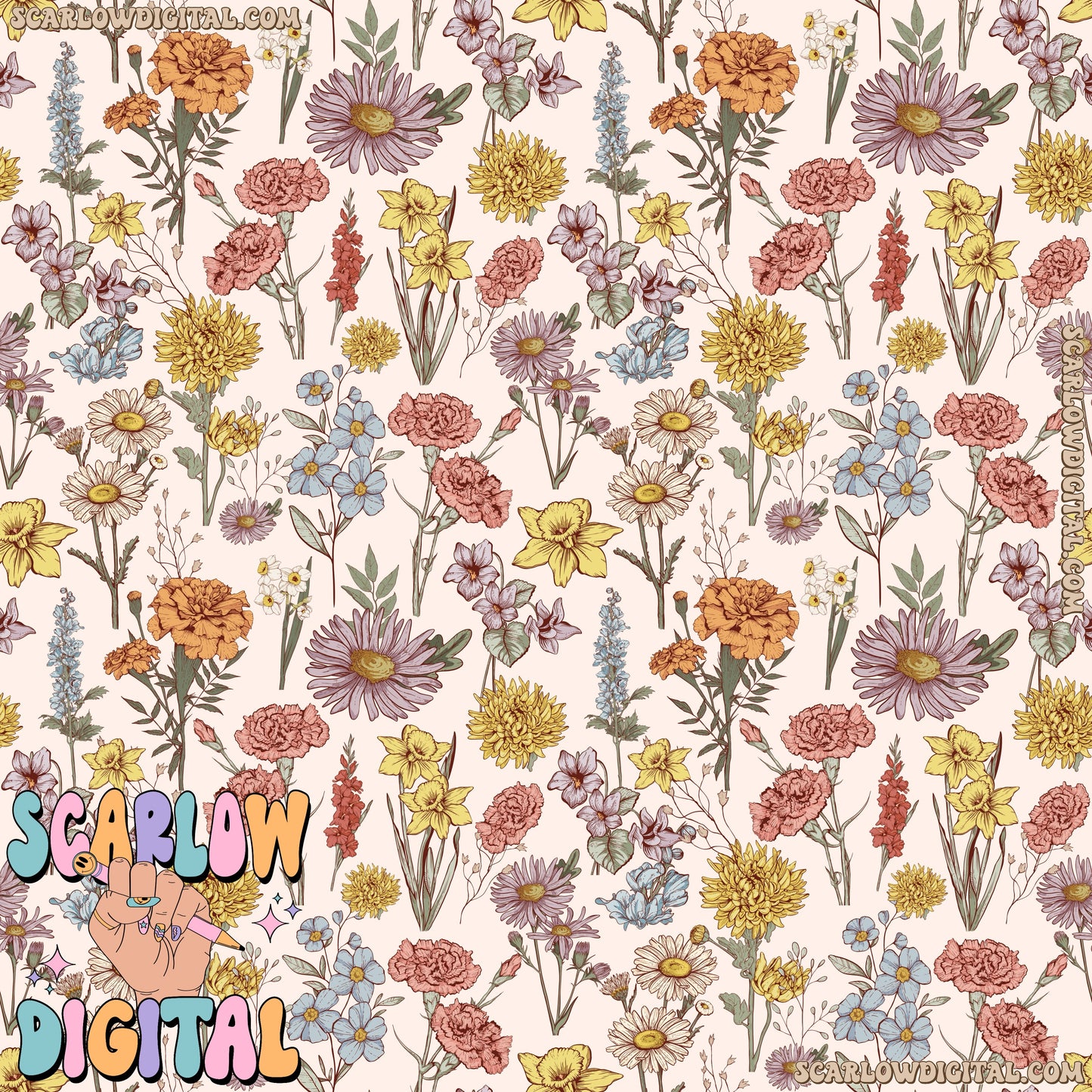 Floral Seamless Pattern Digital Design