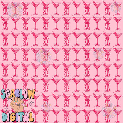 Valentine's Day Martinis Seamless Pattern Digital Design