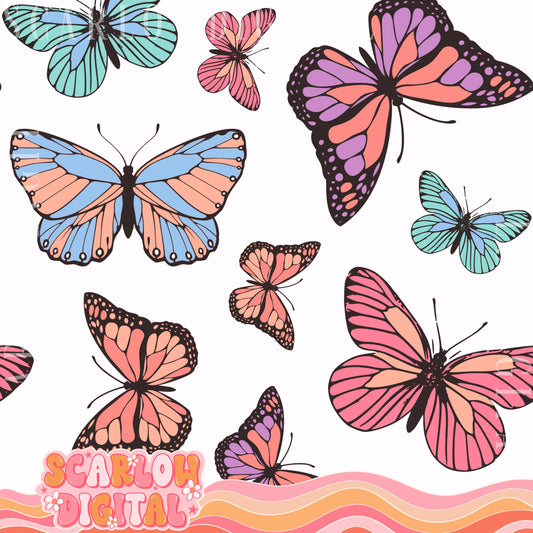 Butterflies Seamless Pattern Digital Design