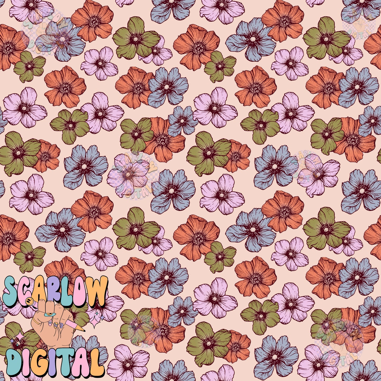 Flowers Seamless Pattern Digital Design