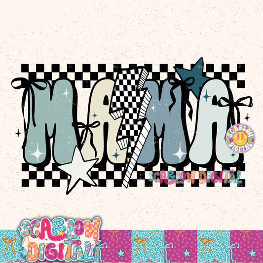 Blue Mama With Bows PNG Digital Design