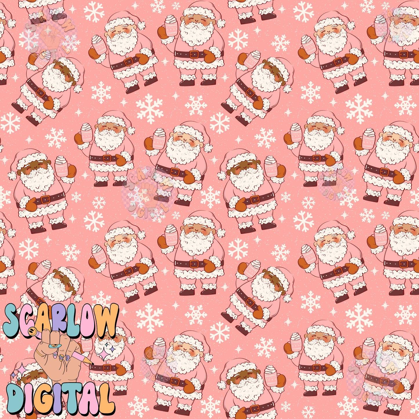 Santa Claus Seamless Pattern Digital Design Download, preppy christmas prints, trendy seamless, snowflake seamless, christmas patterns