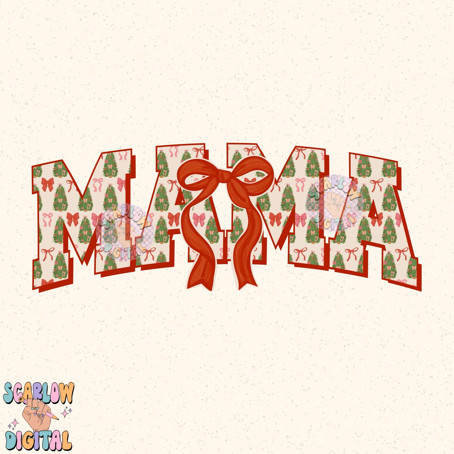 Christmas Mama PNG Digital Design, christmas trees png, christmas bows png, christmas coquette Bow, mama claus png, xmas doodle letters png