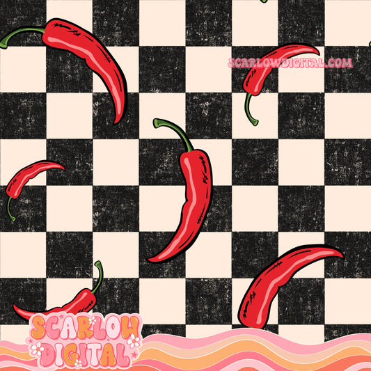 Hot Peppers Seamless Pattern Digital Design