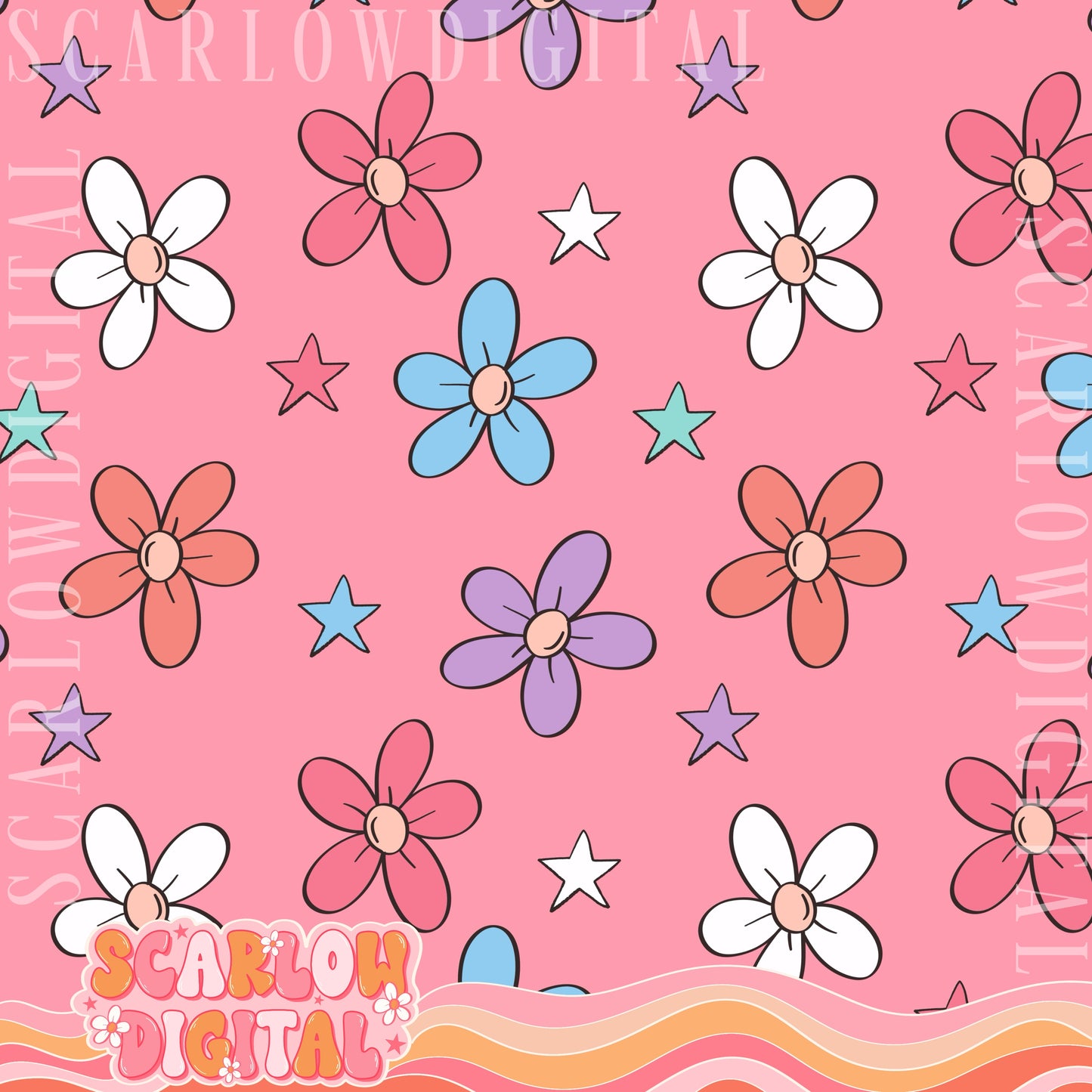 Flowers Seamless Pattern Digital Design