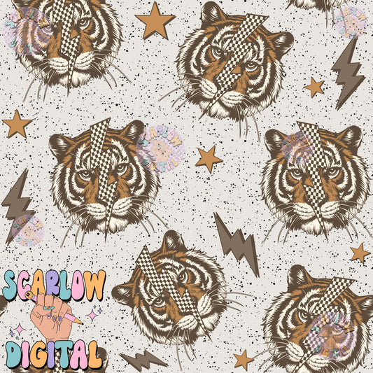 Retro Tiger Seamless Pattern Digital Design Download, checkers seamless pattern, grunge digital paper, rocker designs, edgy seamless pattern