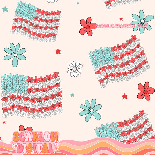 Flower Flags Seamless Pattern Digital Design