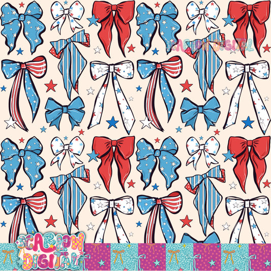 Patriotic Bows Seamless Pattern Digital Design