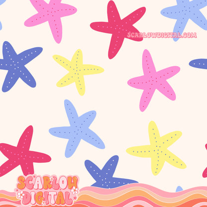 Starfish Seamless Pattern Digital Design
