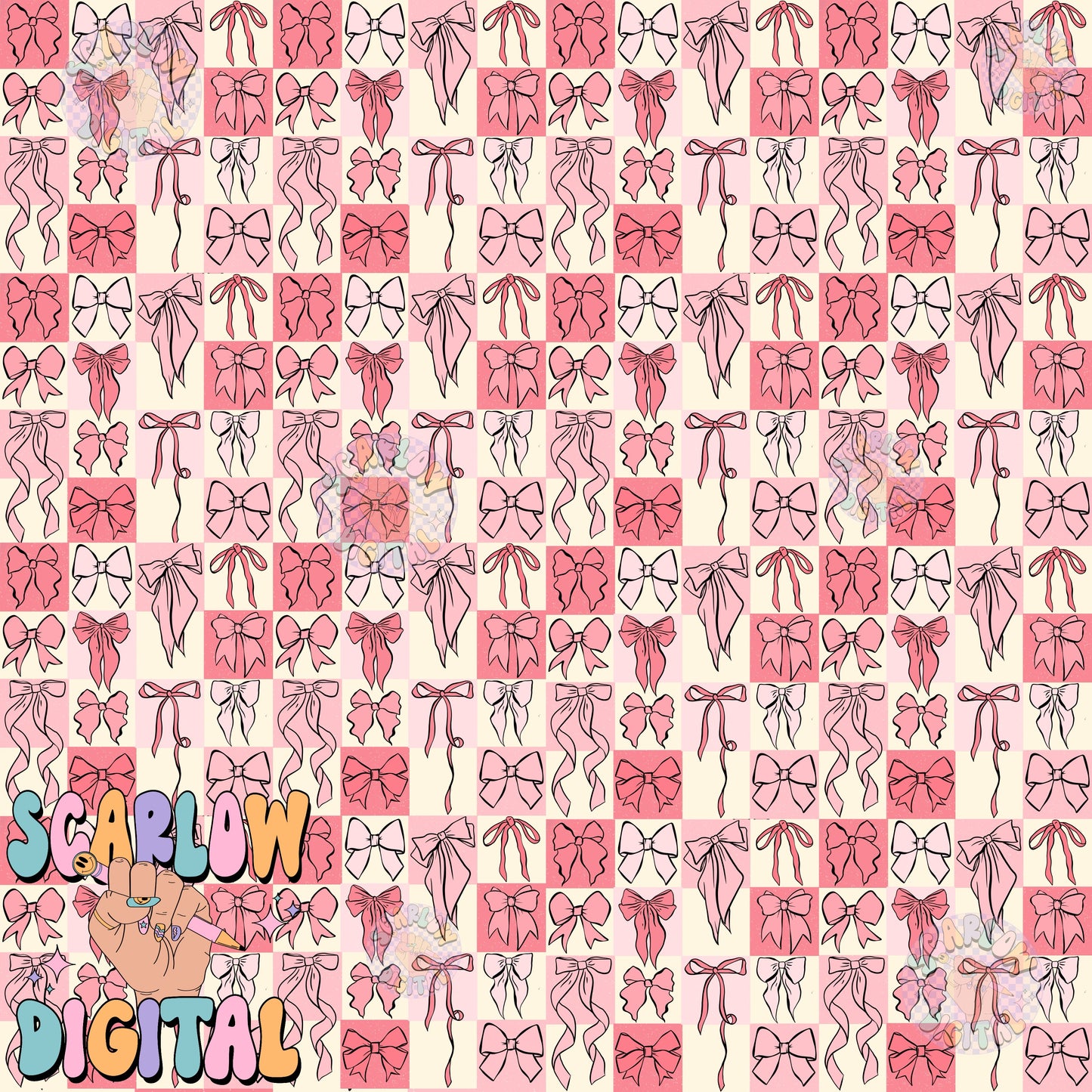 Bow Checkers Seamless Pattern Digital Design