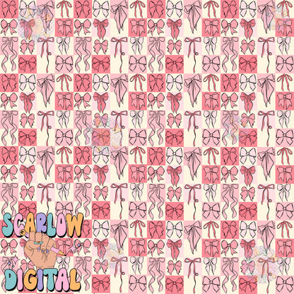 Bow Checkers Seamless Pattern Digital Design