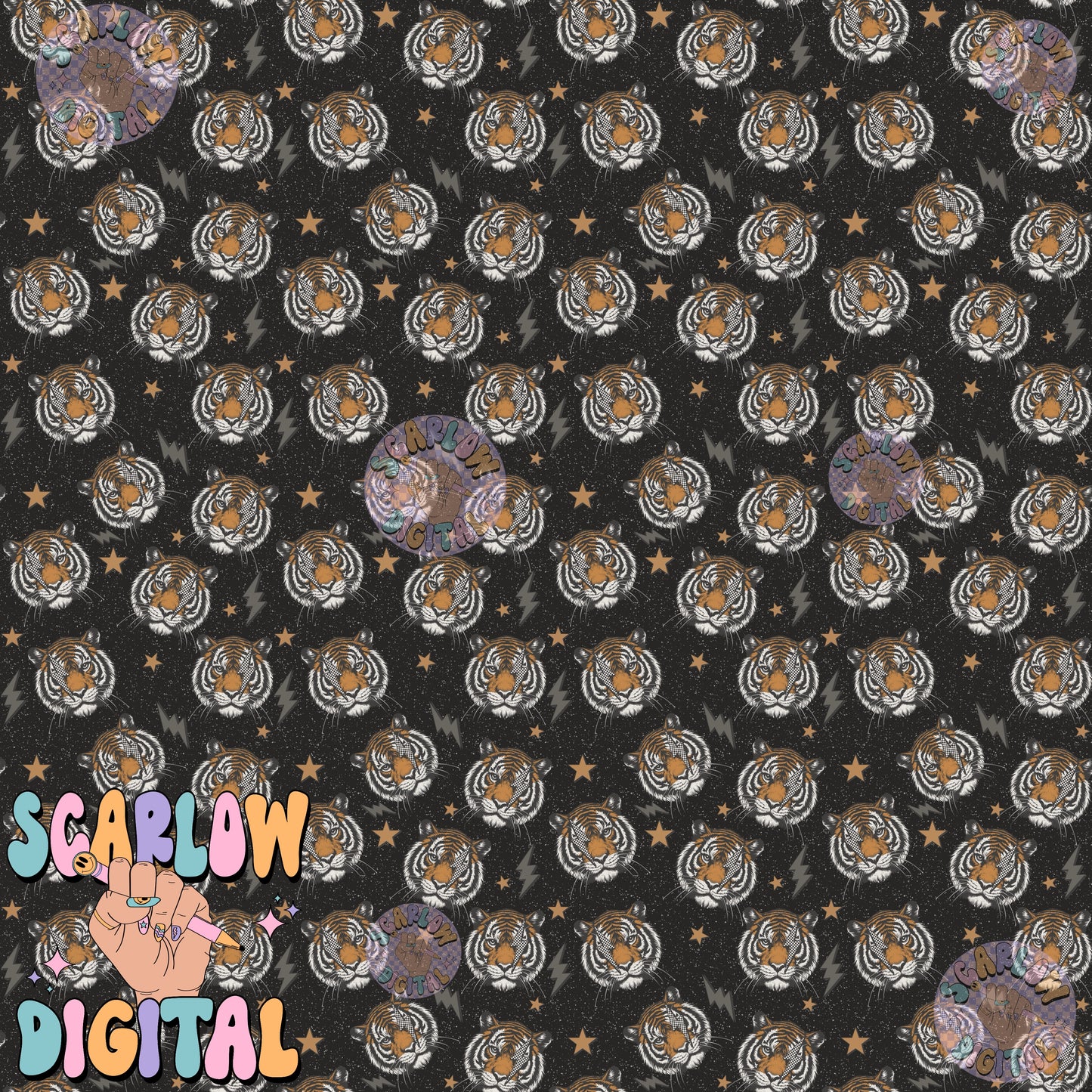 Retro Tiger Seamless Pattern Digital Design Download, checkers seamless pattern, grunge digital paper, rocker designs, edgy seamless pattern