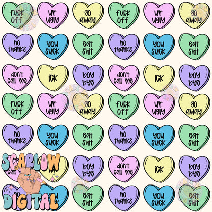 Mean Hearts Seamless Pattern Digital Design