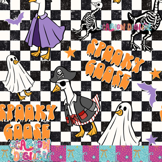 Spooky Goose Seamless Pattern Digital Design
