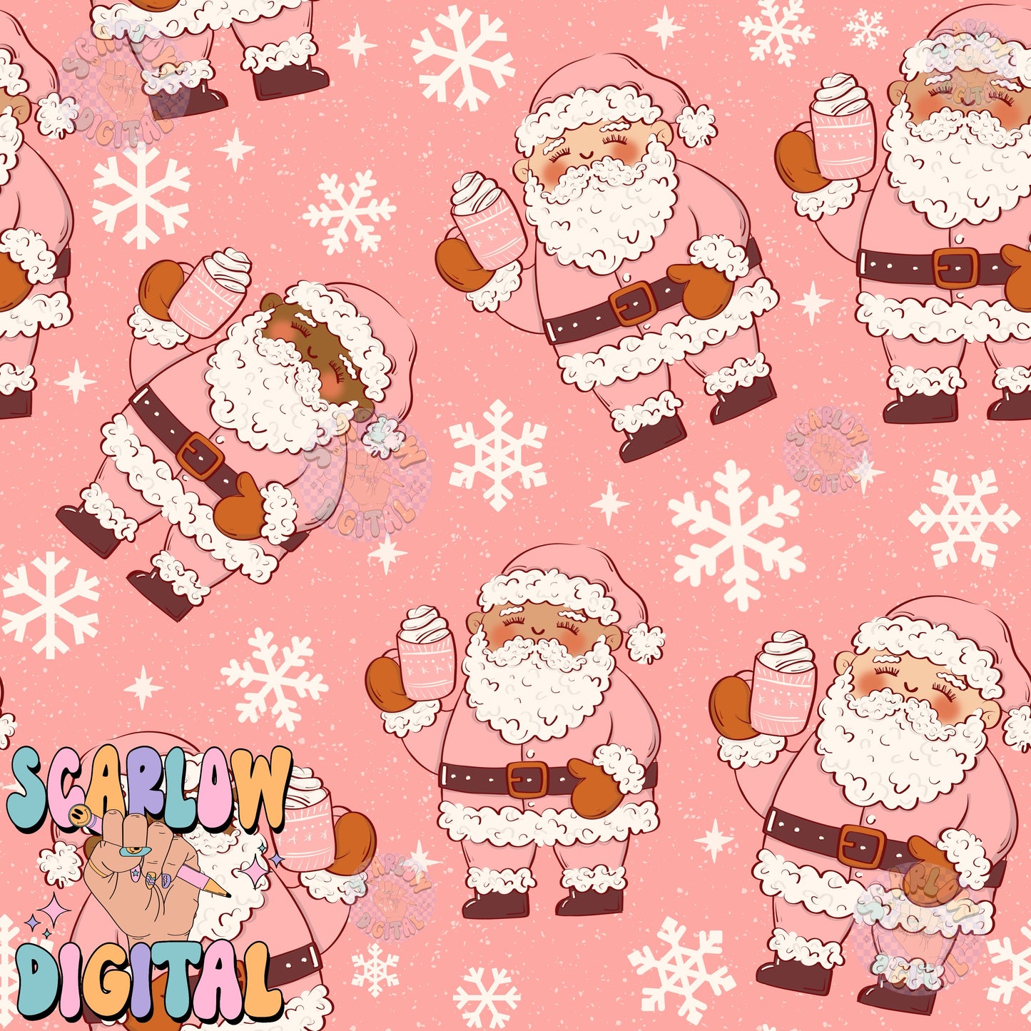 Santa Claus Seamless Pattern Digital Design Download, preppy christmas prints, trendy seamless, snowflake seamless, christmas patterns