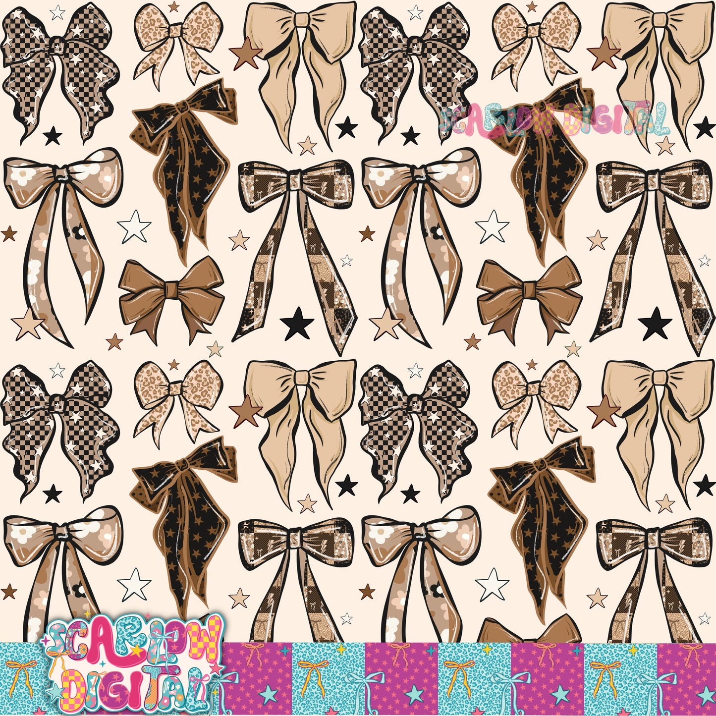 Leopard Bows Seamless Pattern Digital Design