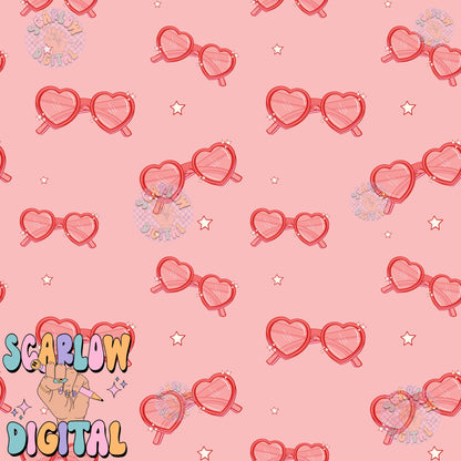 Heart Glasses Seamless Pattern Digital Design