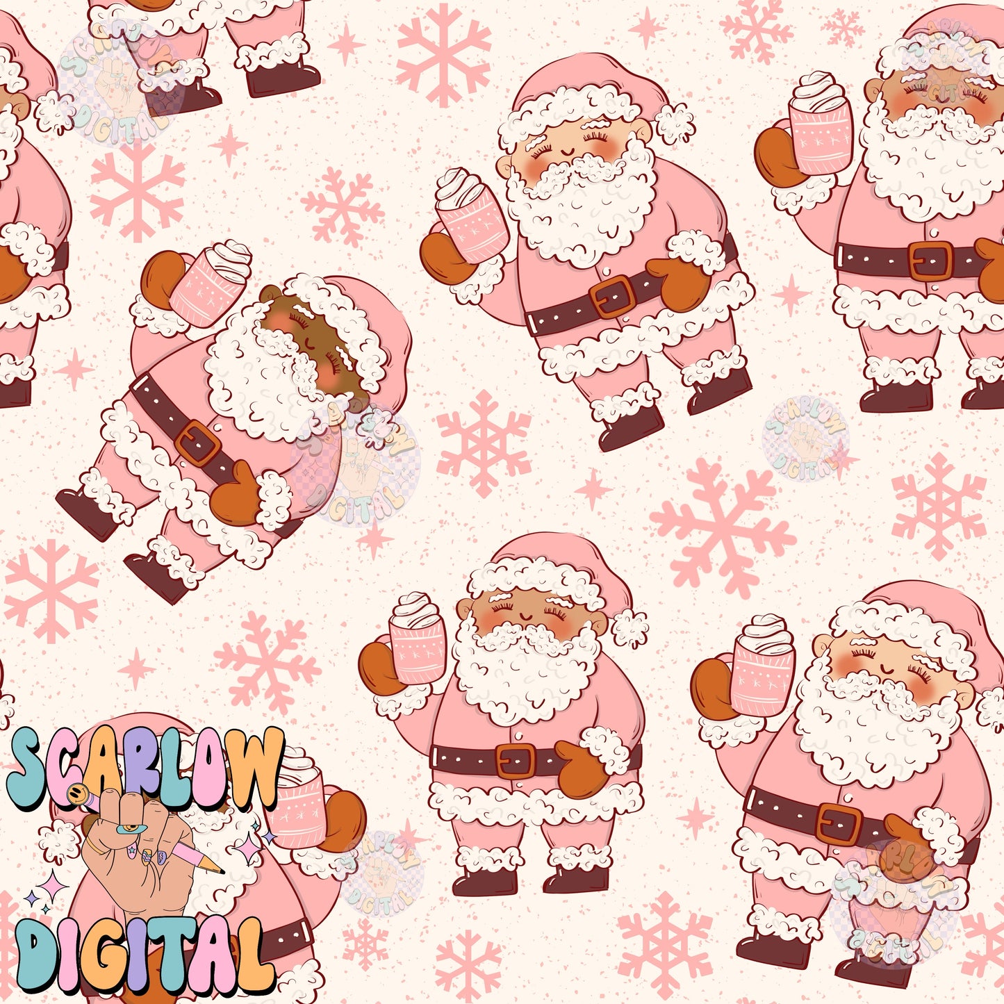 Santa Claus Seamless Pattern Digital Design Download, preppy christmas prints, trendy seamless, snowflake seamless, christmas patterns