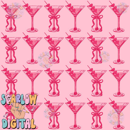 Valentine's Day Martinis Seamless Pattern Digital Design