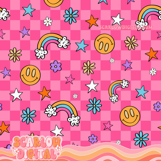 Retro Doodles Seamless Pattern Digital Design