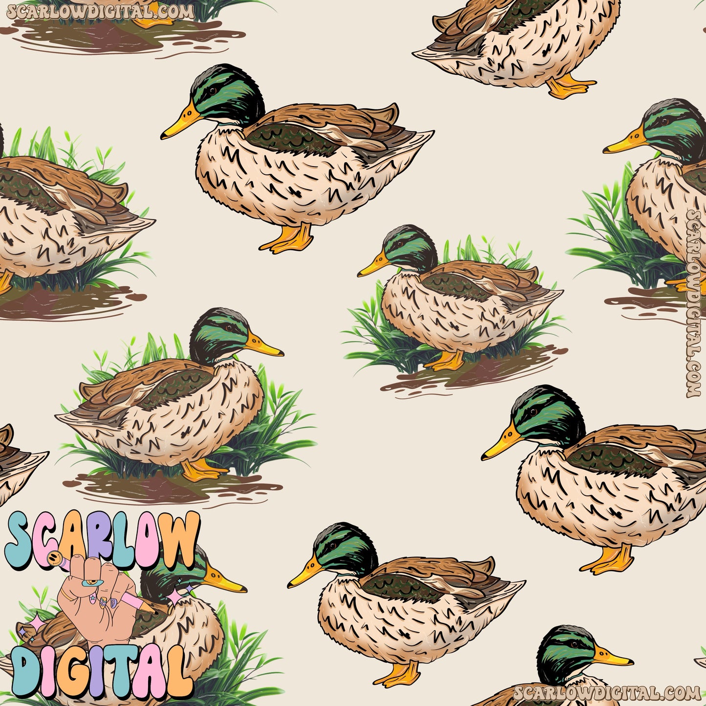 Mallards Seamless Pattern Digital Design