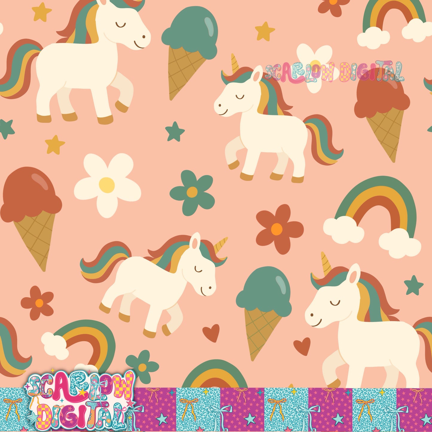 Unicorns Seamless Pattern Digital Design