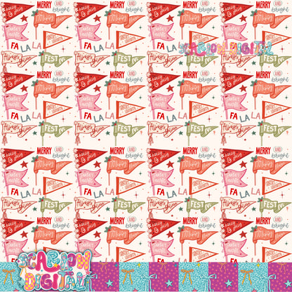 Christmas Flags Seamless Pattern Digital Design