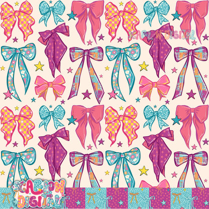 Retro Bows Seamless Pattern Digital Design