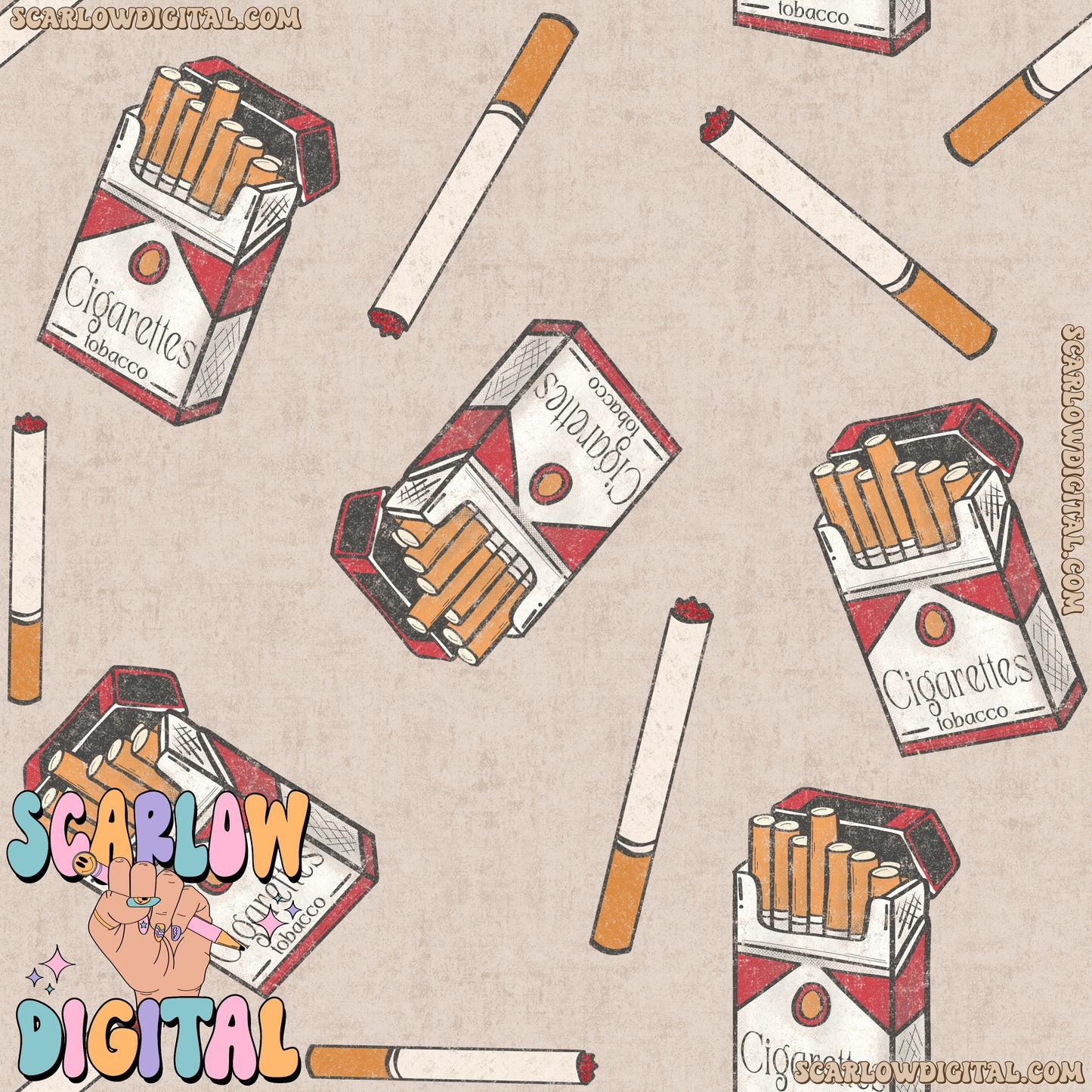 Cigarettes Seamless Pattern Digital Design